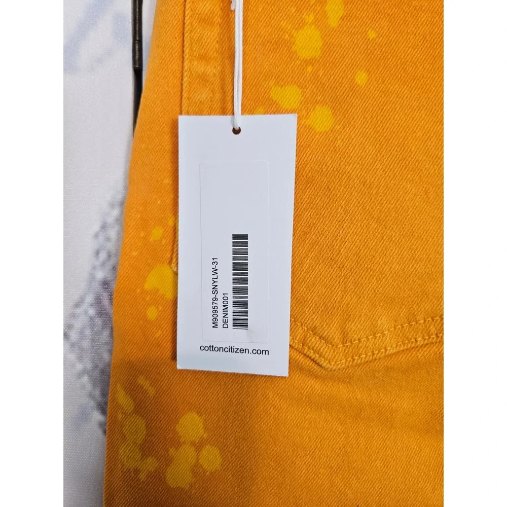 Cotton Citizen Mens Orange Yellow Paint Splatter‎ Slim Jeans Size 31 Made in USA